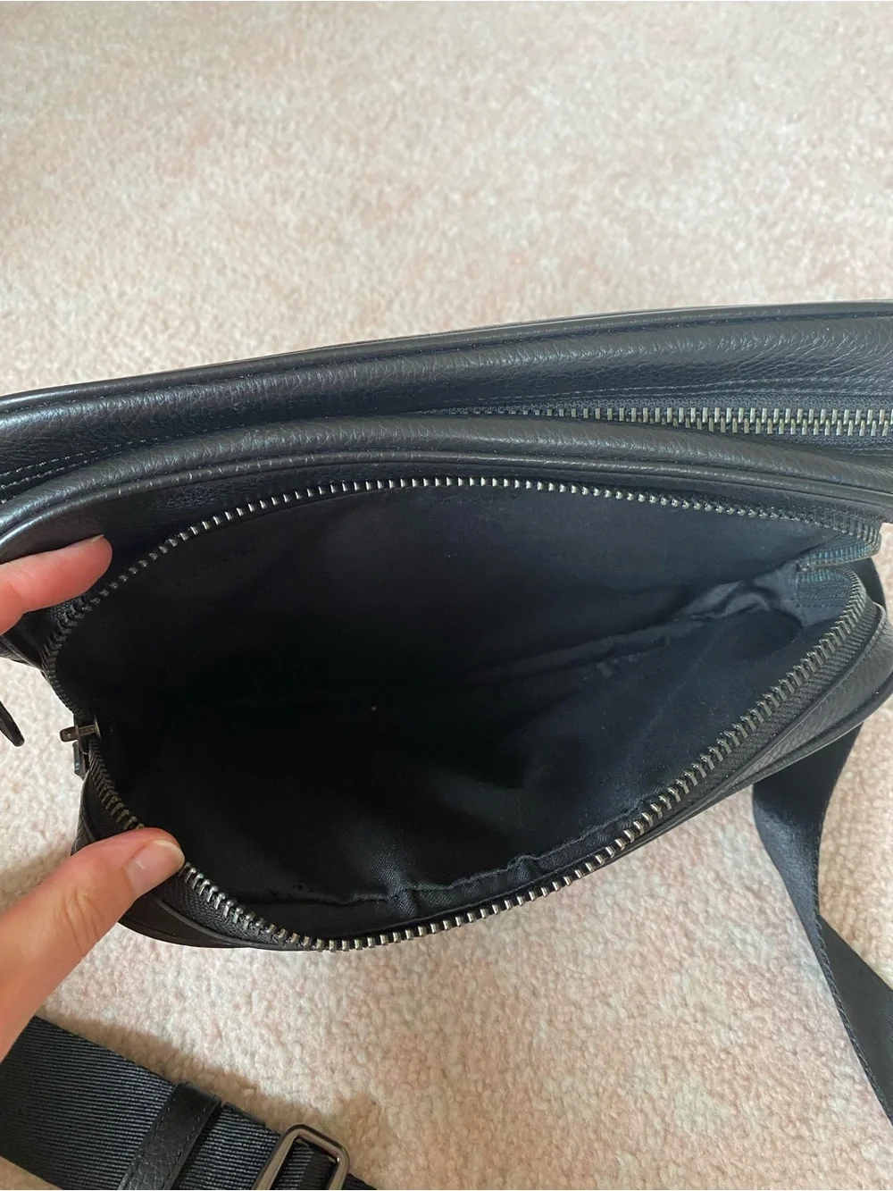 Coach Women’s Black Leather Crossbody Bag - Sleek Everyday Carry